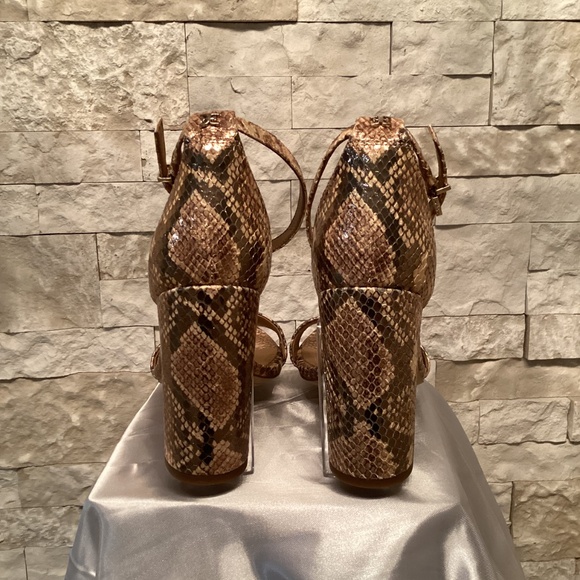 Sam Edelman Yaro Gold and Brown Faux Snakeskin Block Heels - Picture 4 of 5